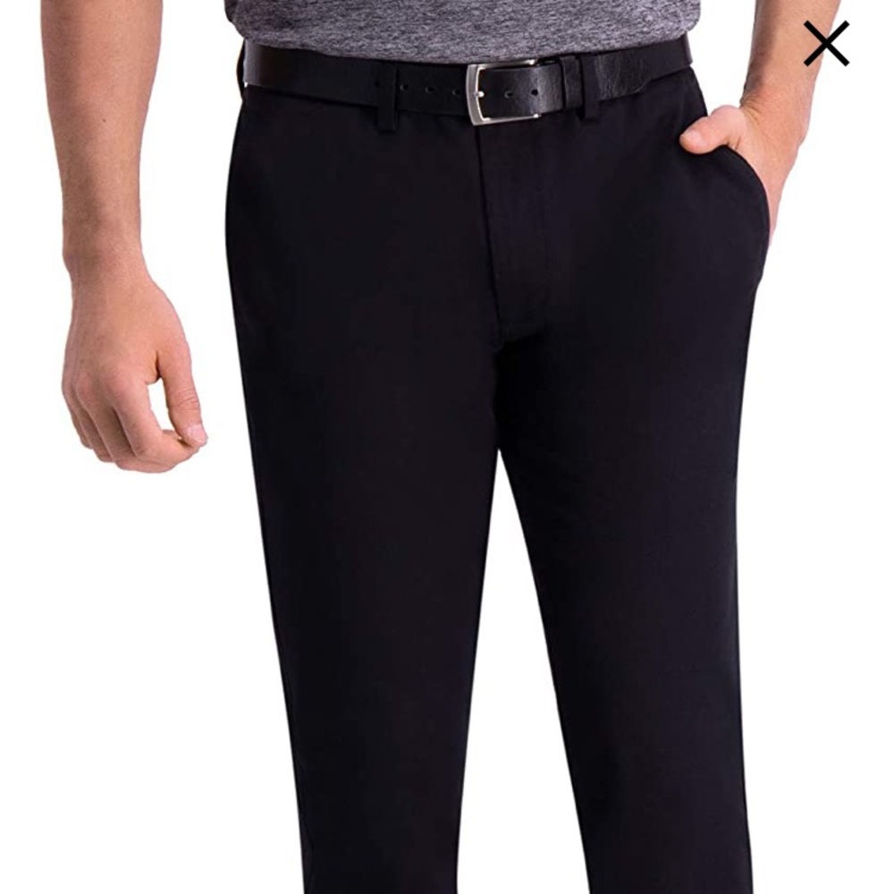 Haggar Men's Premium Comfort Khaki Flat Front Slim - Black- NWT